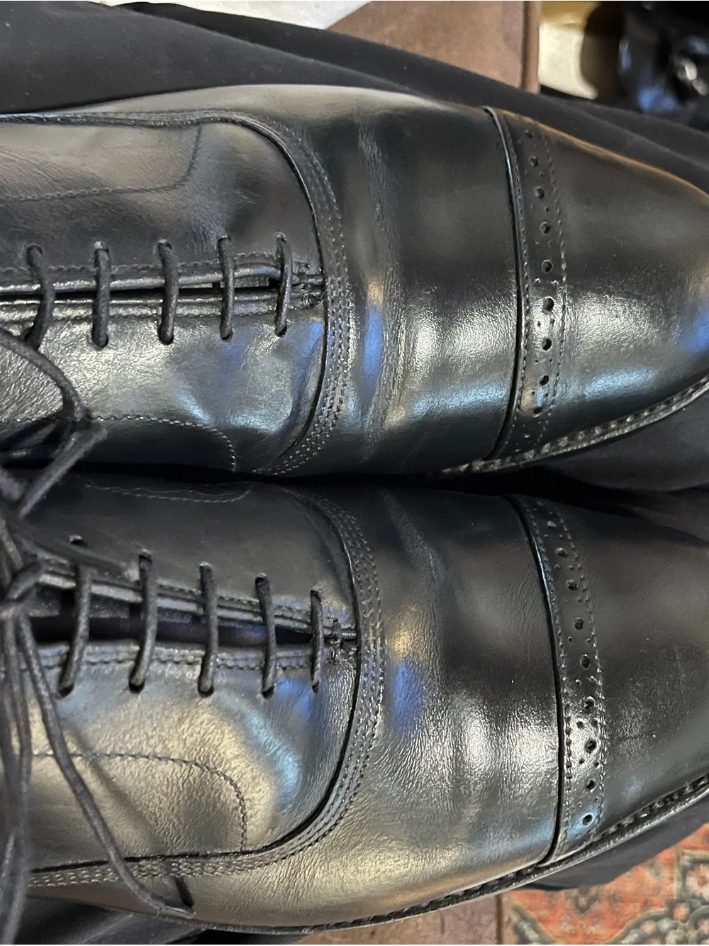 Allen Edmonds Black Cap-Toe Oxfords